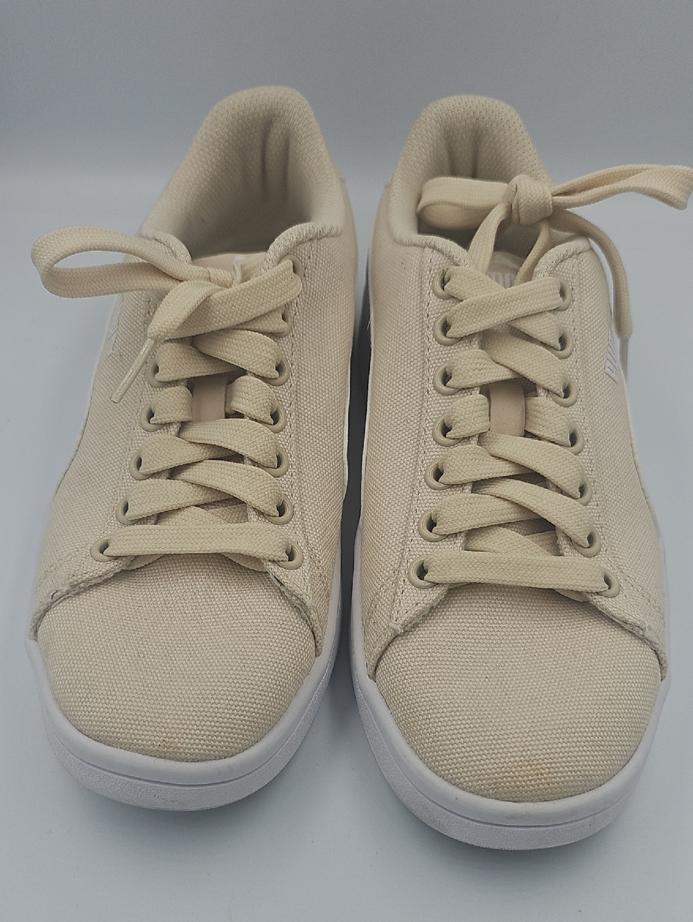 Puma Beige Canvas Low-Top Sneakers -Kids